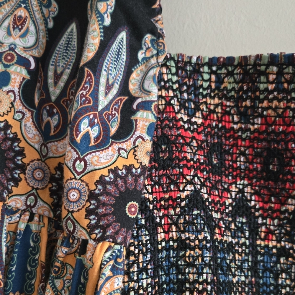 Alice and Olivia Julissa Smocked Mini Dress Size 2 Colorful Multiprint - Picture 8 of 16